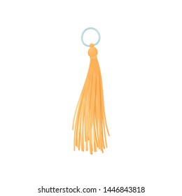 Orange tassel on a metal ring. Vector illustration on white background.