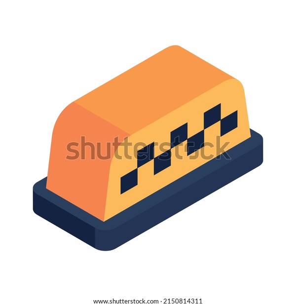 Orange taxi car sign isometric icon on white\
background 3d vector\
illustration