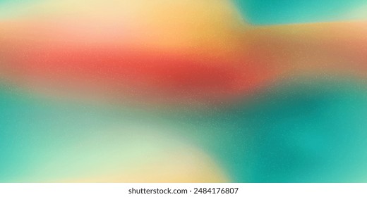 Orange and teal green gradient seamless bg with raster pattern. Textured vector background with wattercolour effect. Blurred abstract patern