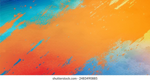 Orange teal green pink abstract grainy gradient background noise texture effect summer poster