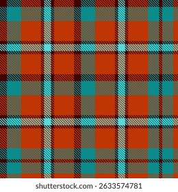 Laranja e Teal Plaid fundo padrão sem emenda para design têxtil. Perfeito para design têxtil ou de impressão. ilustração vetorial.