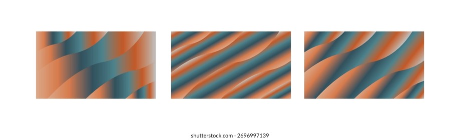 Orange and teal warm gradient background bundle with retro contrast fluid waves, modern abstract designs, and stylish flowing textures for posters, branding, and digital applications