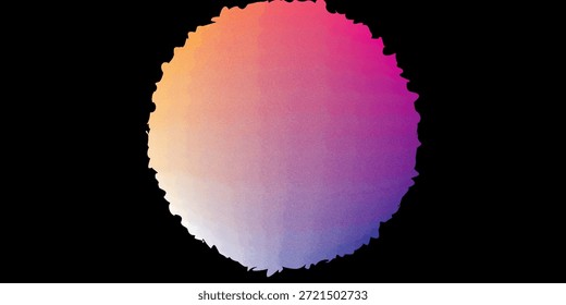 Círculo de degradado azul blanco azulado anaranjado sobre fondo negro diseño de Anuncio de cartel vibrante texturizado granulado. Conjunto de Formas abstractas rojas, azules y amarillas de esfera vibrante gradiente de color naranja verde azulado.	