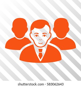 Orange Team toolbar icon. Vector pictogram style is a flat symbol on diagonal hatch transparent background.