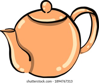 Orange teapot, illustration, vector on white background