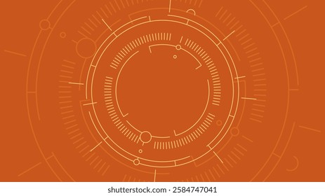 Orange tech background. Geometric background showcases a series of intricate circular designs. Perfect for technology-related projects and digital marketing.