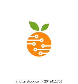 orange tech logo tech fruit logo yellow color fruit tech logo data tech  data fruit 