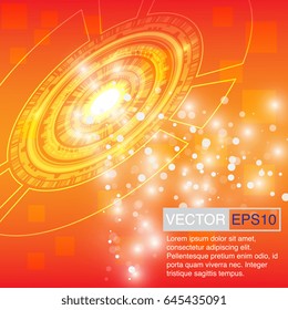 Orange Technology Background. Abstract graphic design and science concept. EPS10 Vector. 