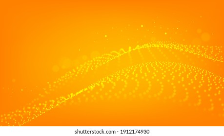 Orange Technology Background with Particle, Molecule Structure. Genetic and Chemical Compounds. Communication Concept. Space and Constellations. 