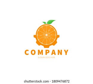 Orange technology, digital, modern, gear Logo Concept. Vector Design Illustration. Symbol and Icon Vector Template.