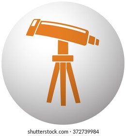 Orange Telescope icon on sphere isolated on white background