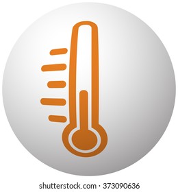 Orange Temperature icon on sphere isolated on white background
