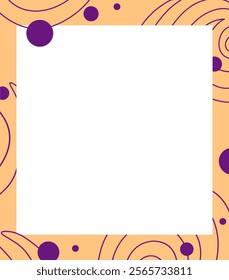 Orange template with purple abstract lines and copy space. Vector illustration for poster, card, school supplies. Labels.