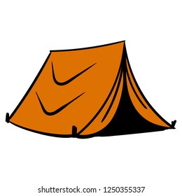 orange tent flat design isolated on white background 