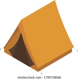 Orange tent on white background isolated