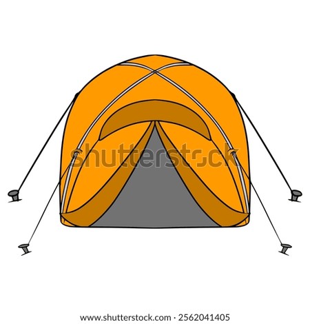 orange tent top-down view illustration hand drawn isolated vector