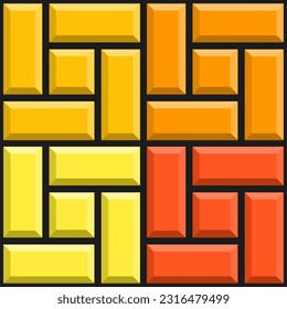 orange tetris brick pattern vector illustration