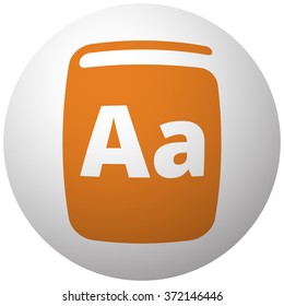 Orange Text Book icon on sphere isolated on white background