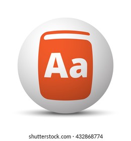 Orange Text Book icon on white ball