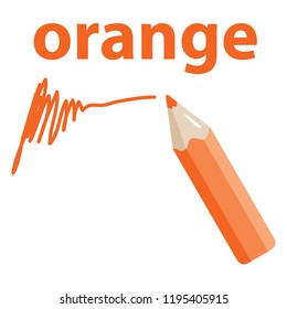 orange text and orange color pencil illustration