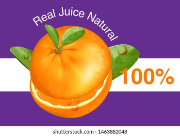 Orange with text layout, the natural product banner design concept. Creative illustration for poster, advertise and promotion.