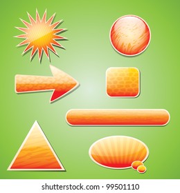 Orange textured icon set with shadow