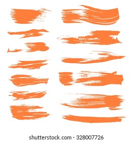 Orange textured strokes set on white backckground 1