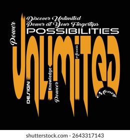 Orange Textured Unlimited Possibilities T Shirt Design Power Knowledge Money Access Design Graphic Print