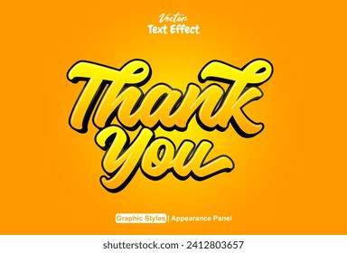orange thank you text effect with graphic style and editable.