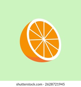 An orange that is cut in half and sitting on a table, vector art 