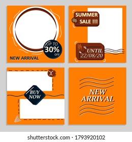 Orange Theme Vector Template Post or frame template (1x1) 25 megapixel