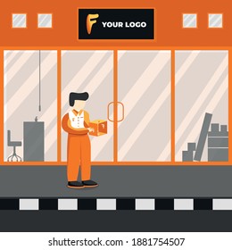 Orange themed cargo delivery shop