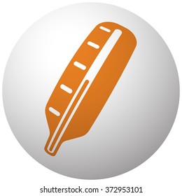 Orange Thermometer icon on sphere isolated on white background