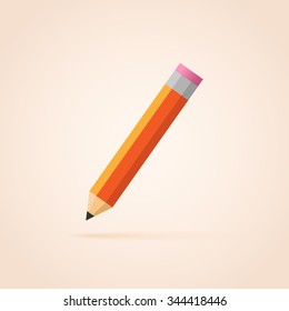 Orange thick pencil with eraser.