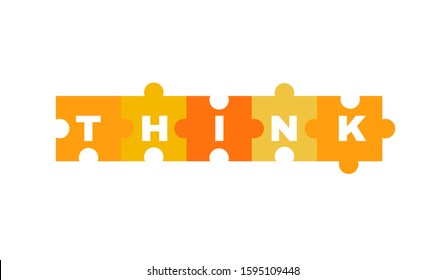 orange think puzzle cartoon doodle flat design style vector illustration 