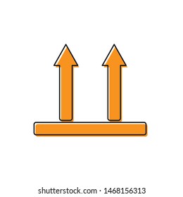 Orange This side up icon isolated on white background. Two arrows indicating top side of packaging. Cargo handled so these arrows always point up.  Vector Illustration