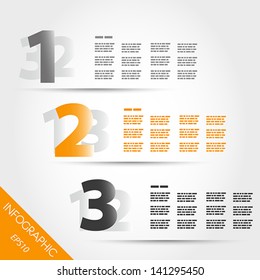 orange three number infographic options. infographic concept.