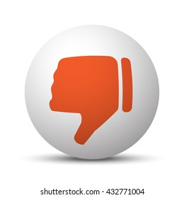 Orange Thumb Down icon on white ball