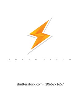 orange thunder bolt sign logo vector art