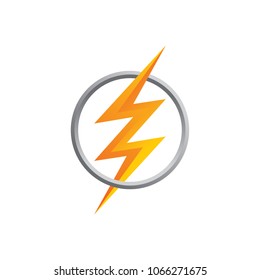 orange thunder bolt sign logo vector art