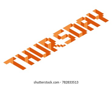 orange thursday isometric font and hole design, day of the week - vector illustration