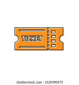 Orange Ticket icon isolated on white background.  Vector Illustration