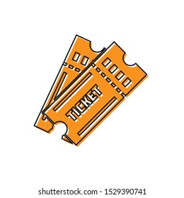 Orange Ticket icon isolated on white background.  Vector Illustration