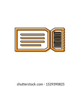 Orange Ticket icon isolated on white background.  Vector Illustration