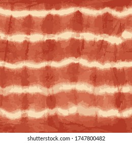 Orange tie dye stripes seamless vector pattern. Shibori print. Textured japanese background. Modern batik wallpaper tile. Watercolor endless backdrop for fabric, wallpaper, scrapbooking projects