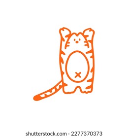 orange tiger doodle illustration vector