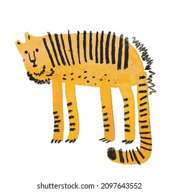 Orange tiger drawing. Animal of the year 2022.