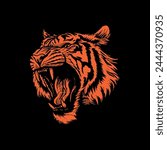 Orange tiger face. vector illustration on black background