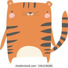 Orange tiger, illustration, vector on white background.