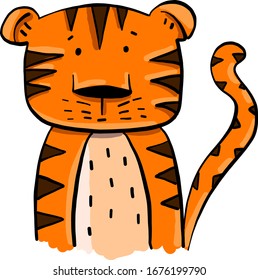 Orange tiger, illustration, vector on white background.